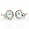 Swarovski Crystal Buttons, Aurora Boreale Cabochon, 925 rhodium-plated silver