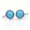 Swarovski Crystal Buttons, Turquoise Cabochon, 925 rhodium-plated silver