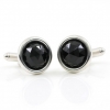 Swarovski Crystal Buttons, Jet Black Cabochon, 925 rhodium-plated silver