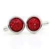 Swarovski Crystal Buttons, Light Siam Cabochon, 925 rhodium-plated silver