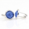 Swarovski Crystal Buttons, Sapphire Cabochon, 925 rhodium-plated silver