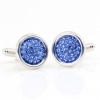 Swarovski Crystal Buttons, Sapphire Cabochon, 925 rhodium-plated silver