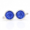 Swarovski Crystal Buttons, Majestic Blue pave cabochon, 925 rhodium-plated silver