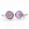 Swarovski crystal buttons, Light Amethyst pave cabochon, 925 rhodium-plated silver