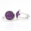 Butoni cu cristale Swarovski, cabochon pave Amethyst, argint 925 rodiat