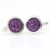 Butoni cu cristale Swarovski, cabochon pave Amethyst, argint 925 rodiat