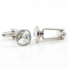 Swarovski crystal buttons, fancy rivoli White patina 10mm, 925 rhodium-plated silver