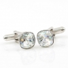 Swarovski crystal buttons, fancy rivoli White patina 10mm, 925 rhodium-plated silver