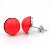 Rhodium-plated 925 silver earrings with Swarovski Neon Red pearls, 10mm