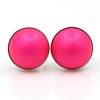 Rhodium-plated 925 silver earrings with Swarovski Neon Pink pearls, 10mm