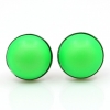 Rhodium-plated 925 silver earrings with Swarovski Neon Green pearls, 10mm