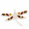 925 silver dragonfly pendant with natural amber 3 colors