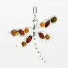 925 silver dragonfly pendant with natural amber 3 colors