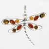 925 silver dragonfly pendant with natural amber 3 colors