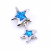 Star Pendant with Blue Opal, 925 rhodium-plated silver, 22mm