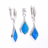 Set Lacrima Blue Opal, earrings, pendant, 925 rhodium plated silver