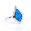 Ring Lacrima (54) with Blue Opal in 925 rhodium plated silver