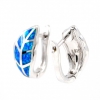 Earrings Frunza with Blue Opal, 925 rhodium plated silver, 19mm