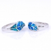 Ring Frunza (57) with Blue Opal in 925 rhodium plated silver