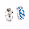 Twist Earrings with Blue Opal, 925 Rhodium Plated Silver, 19mm