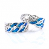 Twist Ring (55) with Blue Opal in 925 Rhodium Plated Silver