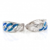 Twist Ring (55) with Blue Opal in 925 Rhodium Plated Silver