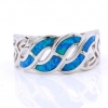 Twist Ring (55) with Blue Opal in 925 Rhodium Plated Silver