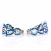 Waves Ring (55) with Blue Opal in 925 Rhodium Plated Silver