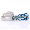 Waves Ring (55) with Blue Opal in 925 Rhodium Plated Silver