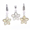 White Opal Flower Set, Earrings, Pendant, 925 Rhodium Plated Silver