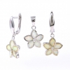 White Opal Flower Set, Earrings, Pendant, 925 Rhodium Plated Silver