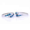 Dolphin Ring (55) with Blue Opal in 925 silver rhodium plated