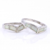 Wings Ring (56) with White Opal in 925 silver rhodium plated