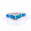 Wings Ring (55) with Blue Opal in 925 silver rhodium plated