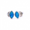 Marquise Earrings with Blue Opal, 925 rhodium plated silver, 8mm