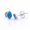 Marquise Earrings with Blue Opal, 925 rhodium plated silver, 8mm