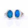 Oval Earrings with Blue Opal, 925 rhodium plated silver, 9mm