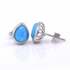 Drop Earrings with Azure Opal, 925 rhodium plated silver, 10mm