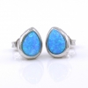 Drop Earrings with Azure Opal, 925 rhodium plated silver, 10mm