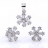 Snowflake set, pendant and earrings with crystals in 925 rhodium-plated silver