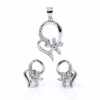 Floricica set, pendant and earrings with crystals in 925 rhodium-plated silver