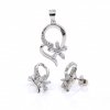 Floricica set, pendant and earrings with crystals in 925 rhodium-plated silver