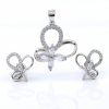 Amalia set, pendant and earrings with crystals in 925 rhodium-plated silver