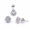 Floricica set, pendant and earrings with crystals in 925 rhodium-plated silver