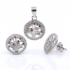 Tree of life set, pendant and earrings with crystals in 925 rhodium-plated silver