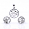 Set Tree of Life, pendant and earrings with crystals, 925 silver, rhodium-plated