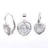 Set Heart, pendant and earrings with crystals, 925 silver, rhodium-plated