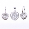 Set Heart, pendant and earrings with crystals, 925 silver, rhodium-plated