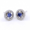 Round 2 in 1 earrings with zirconia crystals, 925 silver, rhodium-plated, sapphire blue