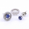 Round 2 in 1 earrings with zirconia crystals, 925 silver, rhodium-plated, sapphire blue